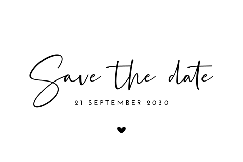 Stijvolle save the date bruiloft met handlettering zwart-wit