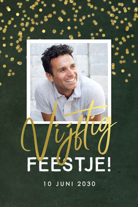 Uitnodiging verjaardag met confetti en goudfolie