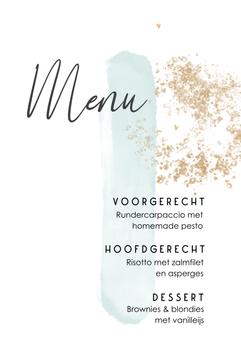 Menukaart met verfstreep en spetters