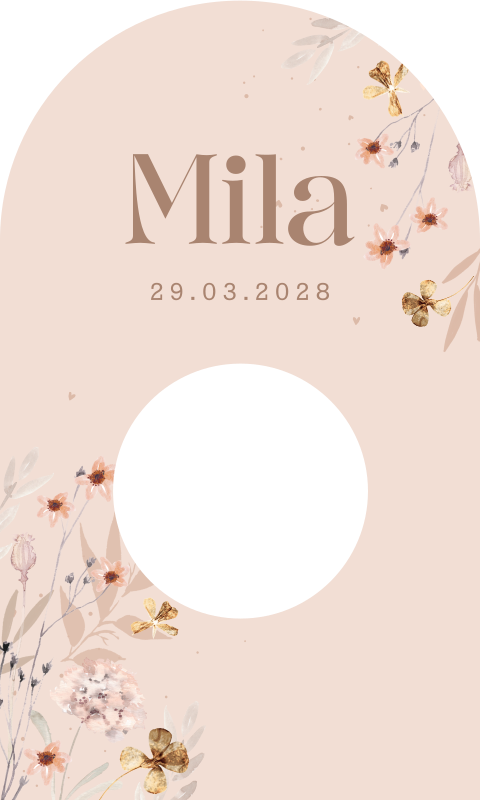 Boogkaartje roze met veldbloemen