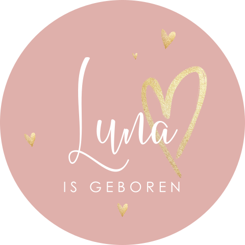 Raamsticker geboorte gouden hart 60 cm