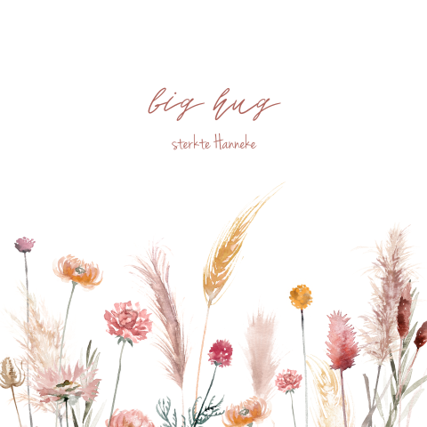 Condoleancekaart met kleurrijke droogbloemen