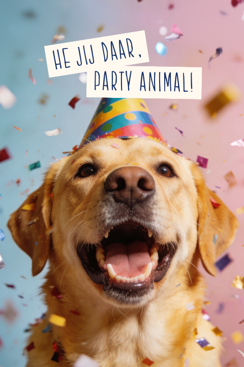 Wenskaart verjaardag met hond