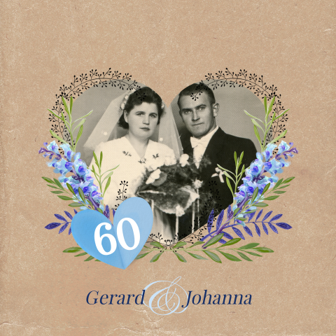 Jubileumkaart 60 jaar huwelijk met foto