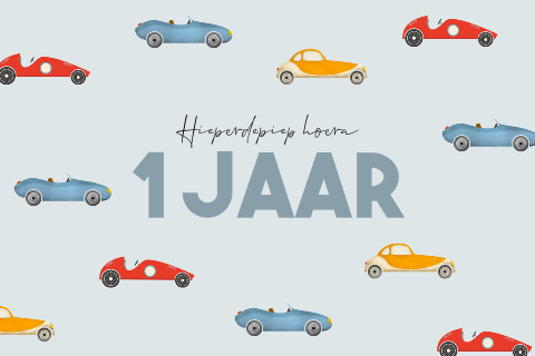 Stoere verjaardagskaart jongen met auto's