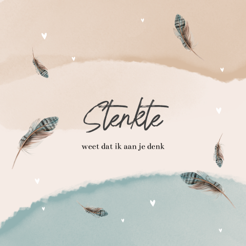 Stijlvolle sterkte wenskaart met watercolour en veren