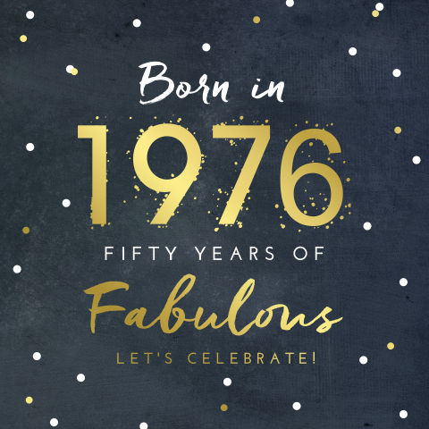 Uitnodiging 50 jaar met goudfolie confetti