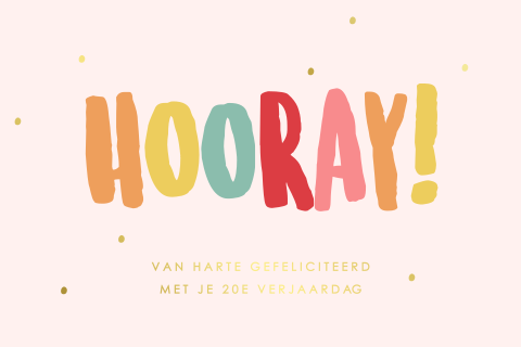 Verjaardagskaart vrouw met kleurrijke letters en goudfolie