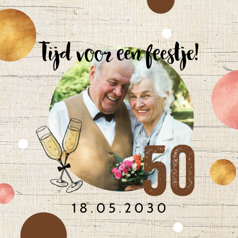 Uitnodiging gouden bruiloft met foto