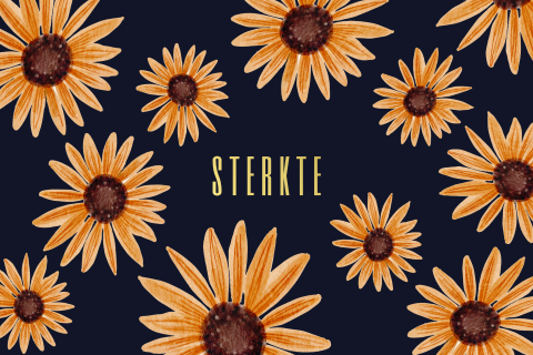 Sterkte wenskaart bloemen goudfolie