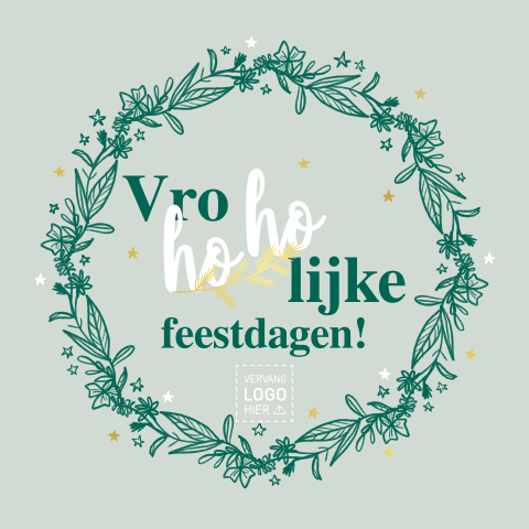 Zakelijke kerstkaart met kerstkrans en goudfolie