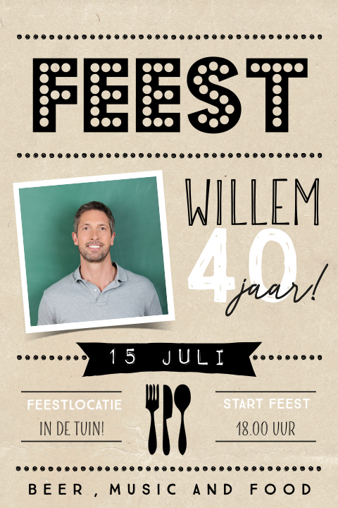 Stoere kaart verjaardag man typografisch