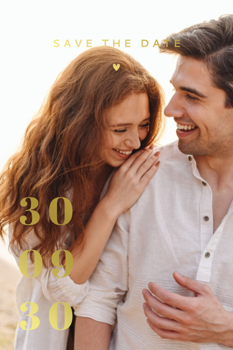 Save the date fotokaart met goudfolie datum