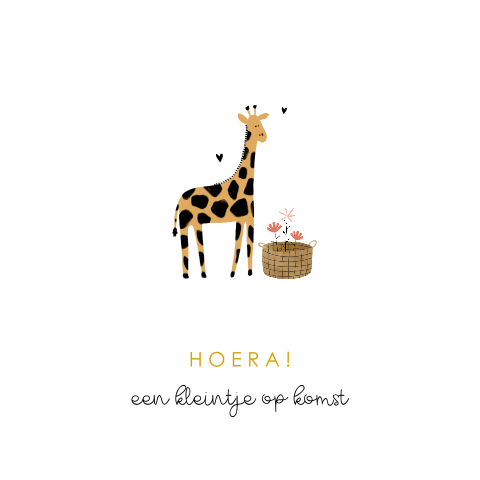 Felicitatiekaart zwangerschap met girafje en bloemen