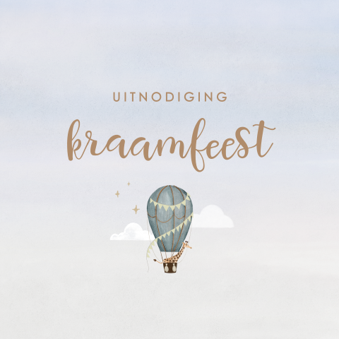 Kraamborrel uitnodiging met luchtballon