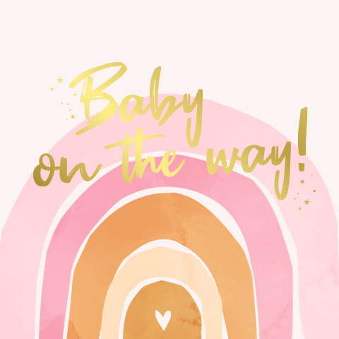 Felicitatiekaart baby on the way regenboog