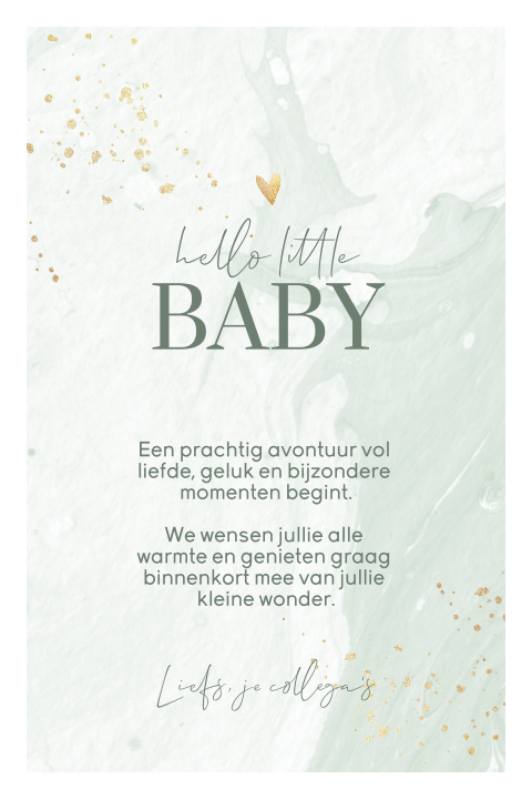 Baby felicitatiekaart in mintgroen met gouden spetters