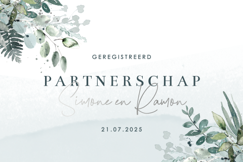 Stijlvolle kaart geregistreerd partnerschap met takjes