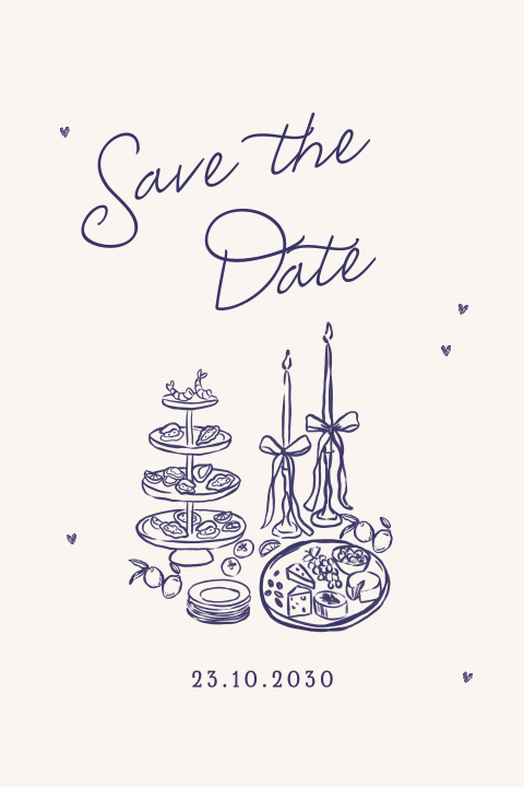 Stijlvolle save the date met handgetekende illustraties