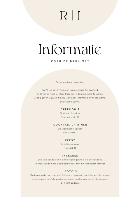 Ceremoniemeesterbrief in neutrale tinten