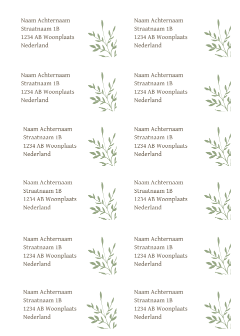 Adresstickers met takjes