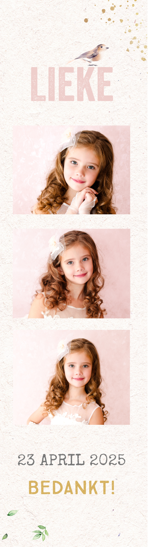 Bedankkaart Vormsel fotostrip