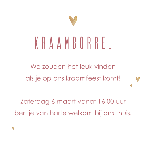 Lief kraamborrelkaartje met hartjes