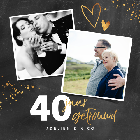 Kaart 40-jarig huwelijksjubileum met spetters
