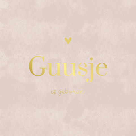 Lief geboortekaartje meisje goudfolie hartje