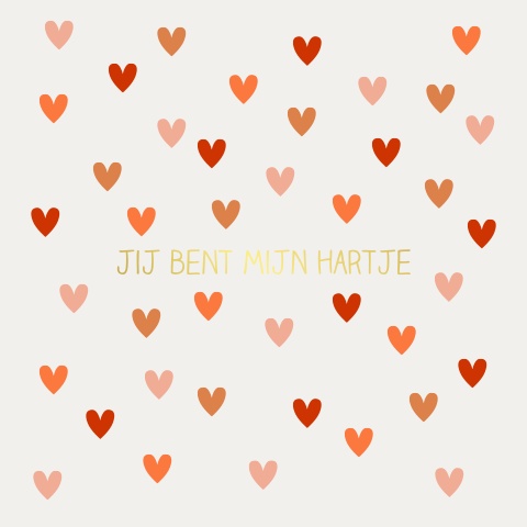 Lief wenskaartje met hartjes en goudfolie