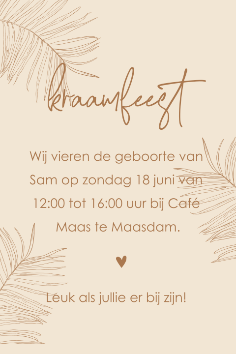 Kraamborrelkaartje jungle dieren