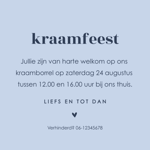 Stijlvol kraamborrelkaartje voor geboorte zoon