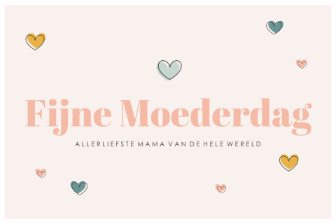 Kleurrijke kaart voor moederdag met hartjes