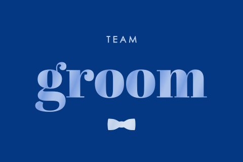Trendy getuige kaartje colourblocking team groom hoogglans