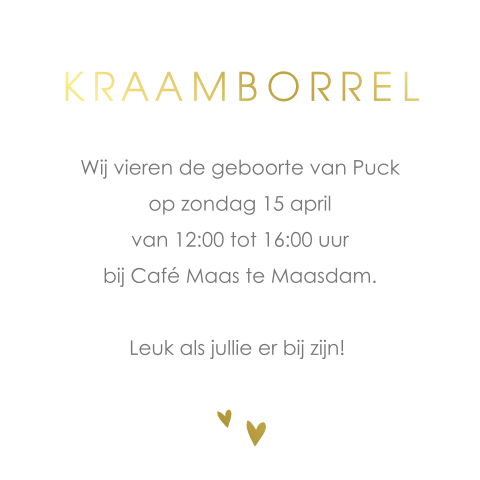 Kraamborrelkaartje met goudfolie en velvetlook mintgroen