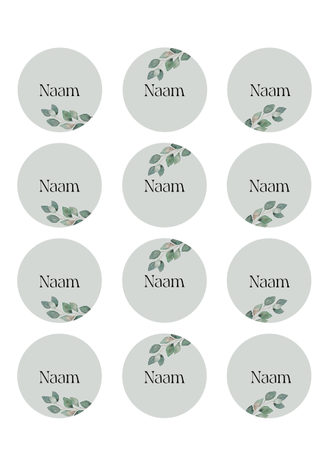 Naamkaartjes bruiloft rond botanisch met eucalyptus