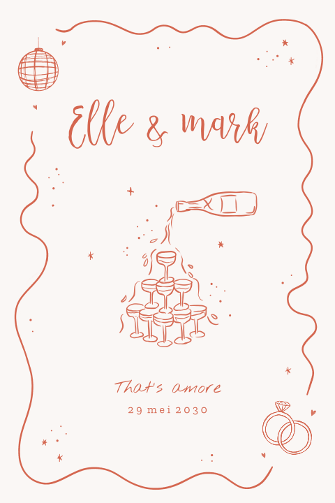 Trouwkaart in Italiaanse stijl met illustraties