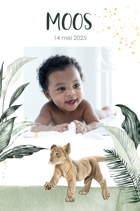 Geboorte bedankkaart met eigen foto en welpje