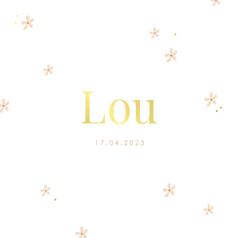 geboortekaartje meisje lente bloemen goudfolie