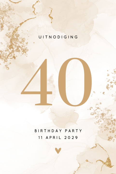 Uitnodiging verjaardag 40 jaar met omkleurbare watercolor