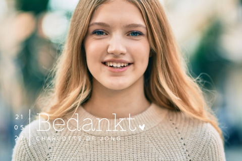 Bedankkaart Vormsel met eigen foto en gouden duif