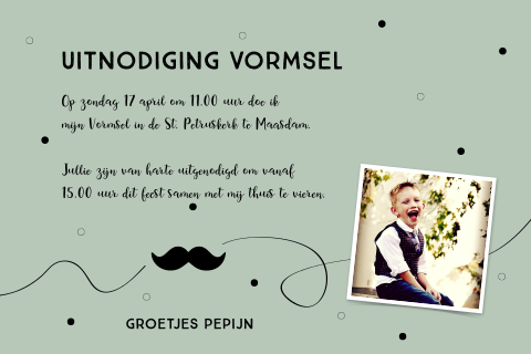 Vormsel kaart met snorretje en stipjes