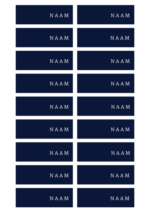 Stijlvol donkerblauw naamkaartje bruiloft