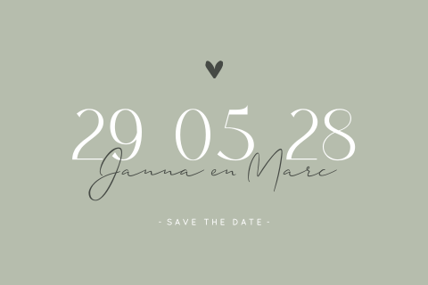 Save the Date voor bruiloft in salie groen