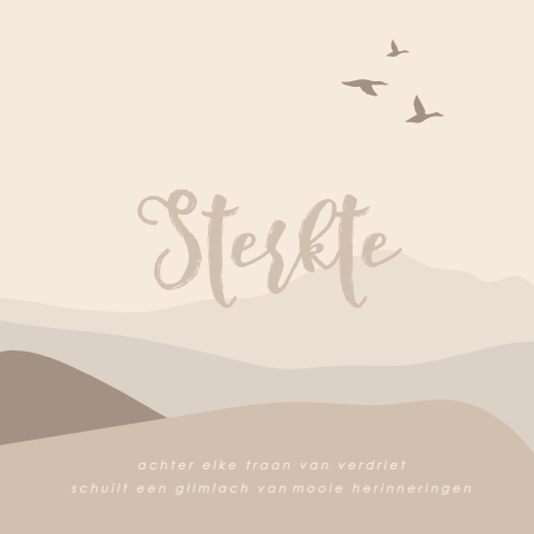 Condoleancekaart met rustig landschap en vogeltjes