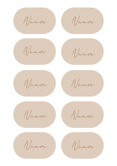 Naamkaartjes bruiloft ovaal beige