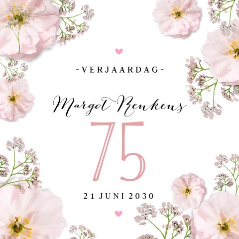 Chique en stijlvol uitnodiging verjaardag bloemen