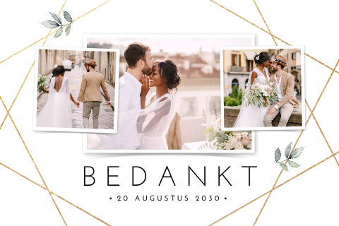 Bedankkaart trouwen in botanische stijl met foto's