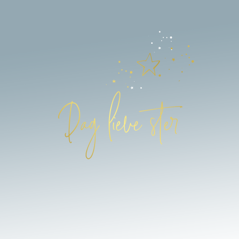 Condoleancekaart met sterretje en goudfolie op blauw