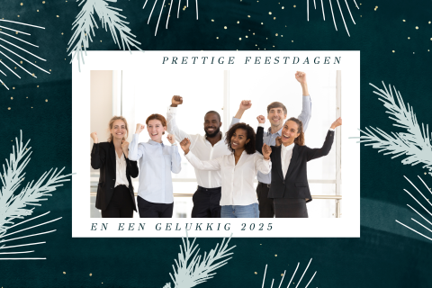 Kerstkaart zakelijk met foto en kersttakjes